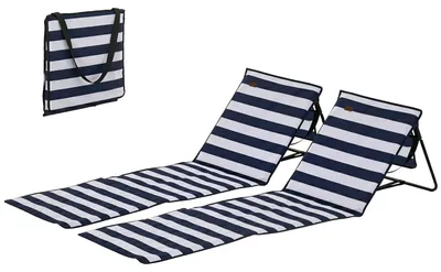Obrázok produktu pre Outsunny sada 2 plážových podložiek, skladacie plážové ležadlo, nastaviteľné ležadlo