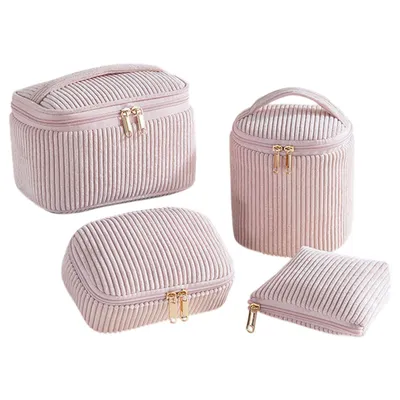 Produktbild von 4er Set Kosmetiktasche Kulturtasche Damen für Alltag und Reisen, Rosa-1