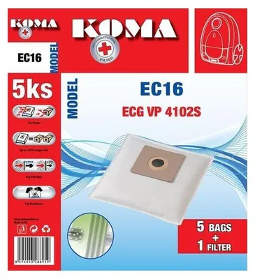 Immagine prodotto di KOMA EC16S - Sacchetti per aspirapolvere ECG VP 4102S in tessuto, 5 pz