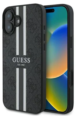 Produktbild von Etui Guess 4G Gedruckt Streifen Magsafe Na Iphone 16 - Czarne