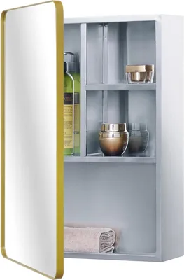 Zdjęcie produktu dla Szafka z lustrem łazienkowym ze stali nierdzewnej - czarny mat - 37x53 cm