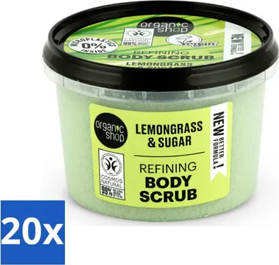 Produktbild von Organic Shop - Körperpeeling Zitronengras - Erfrischend und pflegend - 250 ml - Vorteilspack - 20 Stücke