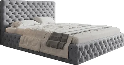 Produktbild von Polsterbett 160x200 Furis mit Bettkasten, Samtstoff, Lattenrost - Chesterfield Doppelbett, Grau