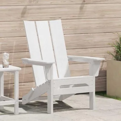 Produktbild von Klappbarer Adirondack-Stuhl in Weiß, 80,5 x 74,5 x 92 cm, aus HDPE – für moderne Außenbereiche, wetterbeständig und langlebig