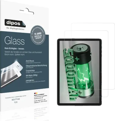 Produktbild von 2x Schutzfolie für BESTTAB T20 - Anti-Shock 9H Folie dipos Glass Kunststoffglas