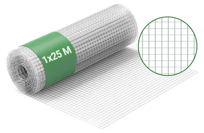 Volierendraht verzinkt, 25 m x 1 m, Maschen 25x25 mm, 1,2 mm