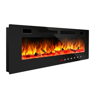 Obrázok produktu pre Jopassy nástenný krb elektrický krb 750/1500W elektrický krb s diaľkovým ovládaním krb elektrické vykurovanie 3D efekt plameňa čierna
