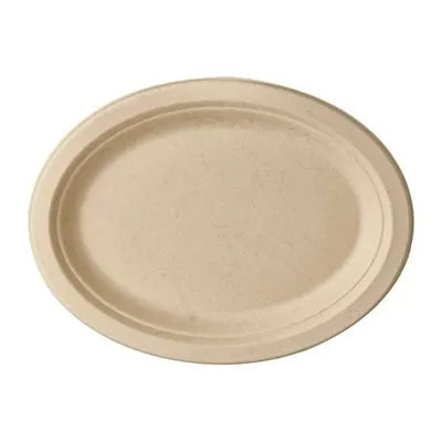 Produktbild von Papstar Zuckerrohr Teller "pure", oval 26 x 20 cm natur, 10 x 50 Stück