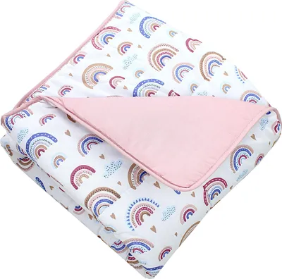 Immagine prodotto di TupTam Baby Play Mat Bambini Grande Coperta Gioco Imbottita XXL Gattonare Coperta 120 x 120 cm Baby Room Sleep Rug, Colore: Arcobaleno Blu Rosa