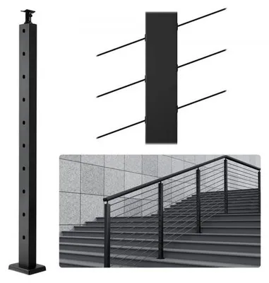 Immagine prodotto di Paletto per ringhiera 91,44x2,54x5,08 cm con foro angolato a 30° - Ringhiera per scale - 1 pezzo - resistente e stabile