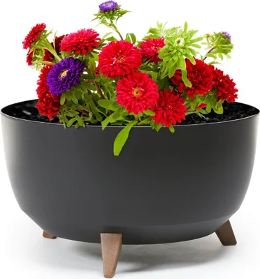 Produktbild von Blumentopf LAMELA Blumentopf ROMA, Durchmesser 47cm, Schale auf Beinen, schwarz