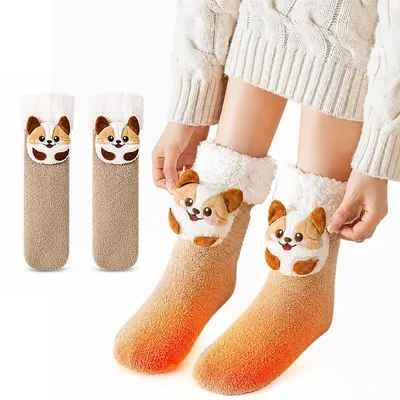 Produktbild von Akku Heizsocken für Damen, beheizbare Wintersocken mit USB-Akku, 3 Heizstufen 40–60 °C, kuscheliges Fleece, Einheitsgröße 35–40