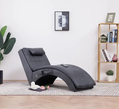 Image de Maison Exclusive - Chaise longue de massage avec oreiller Gris Similicuir daim