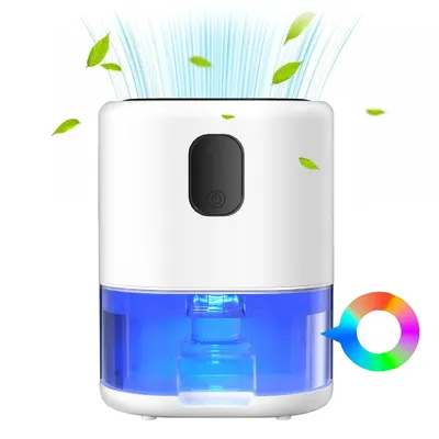 Produktbild von Luftentfeuchter, 7 Farben Licht Luftentfeuchter, Auto Shut Off Luftentfeuchter Energiesparend, Tragbar Ultra Leise, Weiß