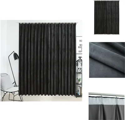 Immagine prodotto di vidaXL Tenda oscurante con ganci in velluto antracite 290 x 245 cm - Tende e tendaggi