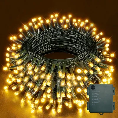 LED-Lichterkette 20 m, 200 warmweiße LEDs, Timer, 8 Modi, IP65