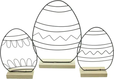 Produktbild von Osterdeko "Modern", 3er Set, Metall, Mattschwarz, MDF Maße: Höhe 15 cm, 22 cm