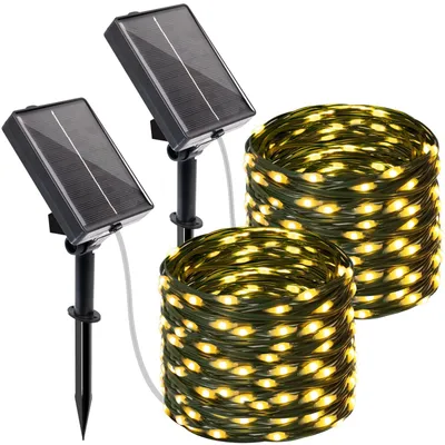 Solar-Lichterkette 10 m, 100 LEDs, warmweiß, IP65, 8 Modi