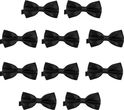 Produktbild von 10er Set DonDon Herren Fliege 12 x 6 cm gebunden und längenverstellbar schwarz