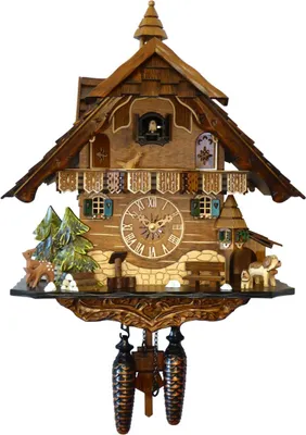 Obrázok produktu pre Engstler - 483_QM - Hodiny s kukučkou - quartz - orech - s hudbou - 42 cm