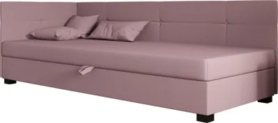 Obrázok produktu pre AURA SOFA Boxspringová posteľ DYLAN PLUS 80x195 Kompletná sada s matracom Bonell, čalúnená posteľ s úložným priestorom – ružová, SAWANA 61