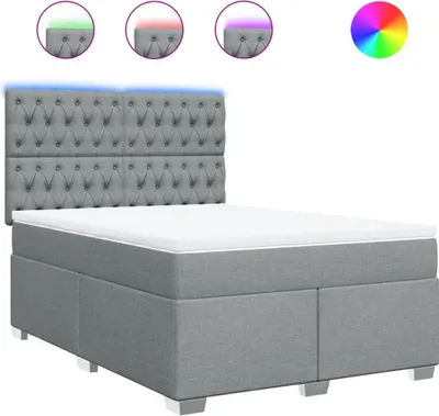 Produktbild von vidaXL Boxspringbett mit Matratze Hellgrau 140x190 cm Stoff