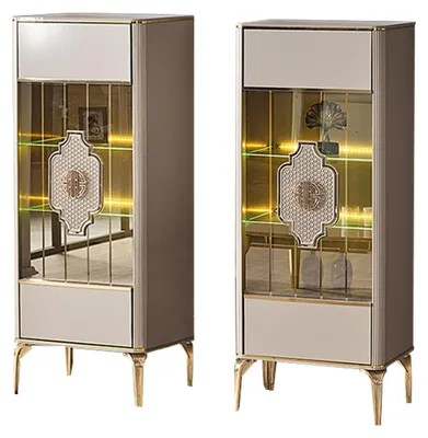 Immagine prodotto di Vetrina completa Mobile Legno Beige Vetrina di vetro 2 pezzi