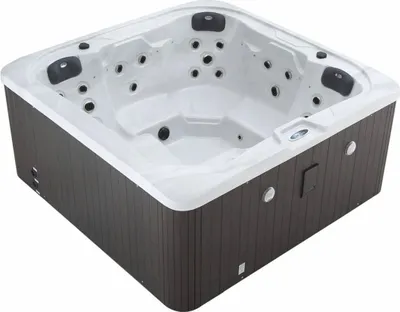 Produktbild von Casa Padrino Luxus Outdoor Jacuzzi Weiß / Schwarz 201 cm - Garten Whirlpool