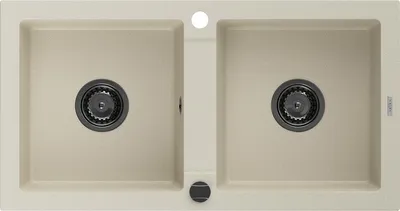 Immagine prodotto di Mexen Mario lavello in granito a 2 vasche 820 x 436 mm, beige, sifone nero - 6504822000-69-B