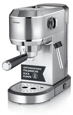 Produktbild von Severin Espressomaschine Newspresa, Siebträger, ULKA Pumpe, 20 bar, Milchaufschäumdüse, 1L Wassertank, für 1 oder 2 Tassen, Edelstahl, 1.350W, KA 5997