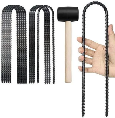 Produktbild von 10 verzinkte Stahl-Erdhaken, 30 cm lange Bodeneinbauelemente, stabile Haken mit Gewinde, Trampolinanker mit Ø 5 mm, ideal für