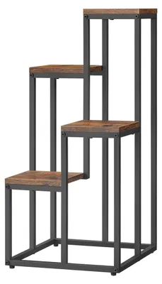 Image de Étagère Porte-Plantes Industrielle à 4 Niveaux en Bois et Acier