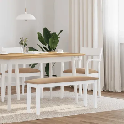 Produktbild von "2026 Promotion" Bank 110 cm Weiß Massivholz Gummibaum - Sitzbänke CC25527