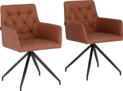 Produktbild von Aashay | Gepolsterte Esszimmerstühle 2er Set in PolyurethanCognac