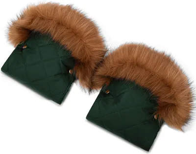 Produktbild von Handmuff Muff mit Polar Minky, Handwärmer für Herbst und Winter, Grün Gesteppt mit Kunstfell [073]