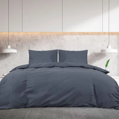 Zdjęcie produktu dla vidaXL Komplet pościeli antracyt 220x240 cm z lekkiej mikrofibry