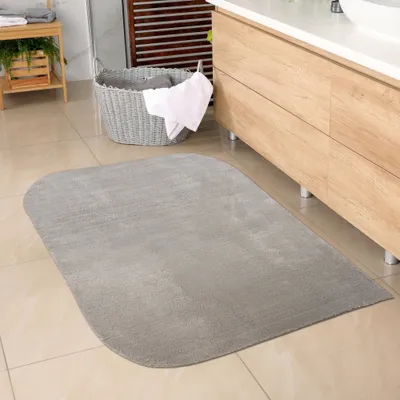 Image de Tapis de salle de bain avec coins arrondis | lavable | en taille sable - 60x100 cm