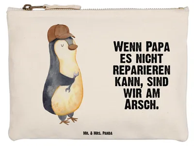 Produktbild von Mr. & Mrs. Panda Etui Wenn Papa es nicht reparieren kann, sind wir am Arsch Größe M - Weiß - Geschenk, Muttertag, Vater, Kosmetiktasche, Mäppchen, Kulturbeutel, Vatertag