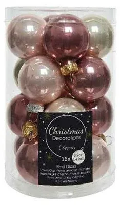 Produktbild von Weihnachtsbaumkugeln Glas Ø 3,5 cm 16 Stück pink dunkel