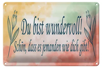 Produktbild von Blechschild du bist wundervoll schön das es, 30 x 20 cm, Blechschilder Spruch Glück Weisheit