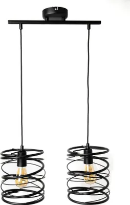 Immagine prodotto di Moderna lampada a sospensione nera Loft Spring 2785/Z-B-2 con 2 punti luce E27 portalampada regolabile in altezza metallo