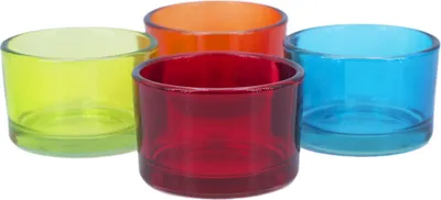 Produktbild von Teelichtgläser klein 51x33mm bunt mix 4er Set