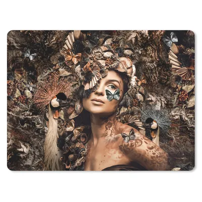 Produktbild von MuchoWow® Mauspad Mousepad Luxus - Frau - Tiere - Schmetterlinge - Vögel 23x19 cm - Mousepads - Maus Mat - Pad - Mausunterlage - Schreibtischunterlage - Mauspad