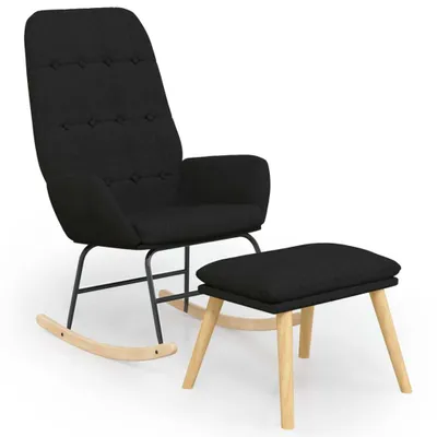 Obrázek produktu pro Houpací křeslo s podnožkou černé textil