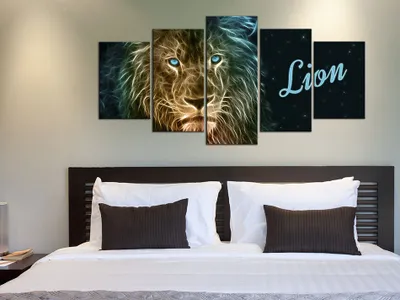 Produktbild von Akustikbild Afrika Tiere 200x100 cm Bilder Akustikschaum Hochleistungsschallabsorber Schallschutz Leinwand 5 tlg Wandbild Raumakustik Schalldämmung g-A-0094-b-n