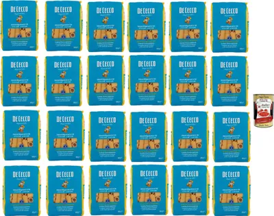 Produktbild von De Cecco Mezzi Rigatoni N°26 100% Italienisch Pasta Nudeln 24x 500g + Italian Gourmet Polpa 400g