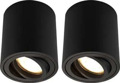Produktbild von Ledvion 2er Set LED Aufbauspot Schwarz Rund 3W Warmweiss dimmbar