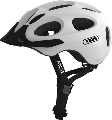 Produktbild von ABUS Stadthelm Youn-I ACE - mit integriertem LED-Rücklicht - Fahrradhelm für den Alltag - für Damen und Herren - Weiß Glänzend, Größe L (56-61 cm)