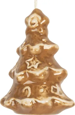 Produktbild von Clayre & Eef Weihnachtsanhänger Weihnachtsbaum 6x5x9 cm Braun Keramik