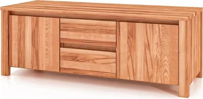 Produktbild von Kommode Tinci aus Kernbuche massiv 115x45x43 mit 2 Türen 2 Schubladen Holzbeinen
